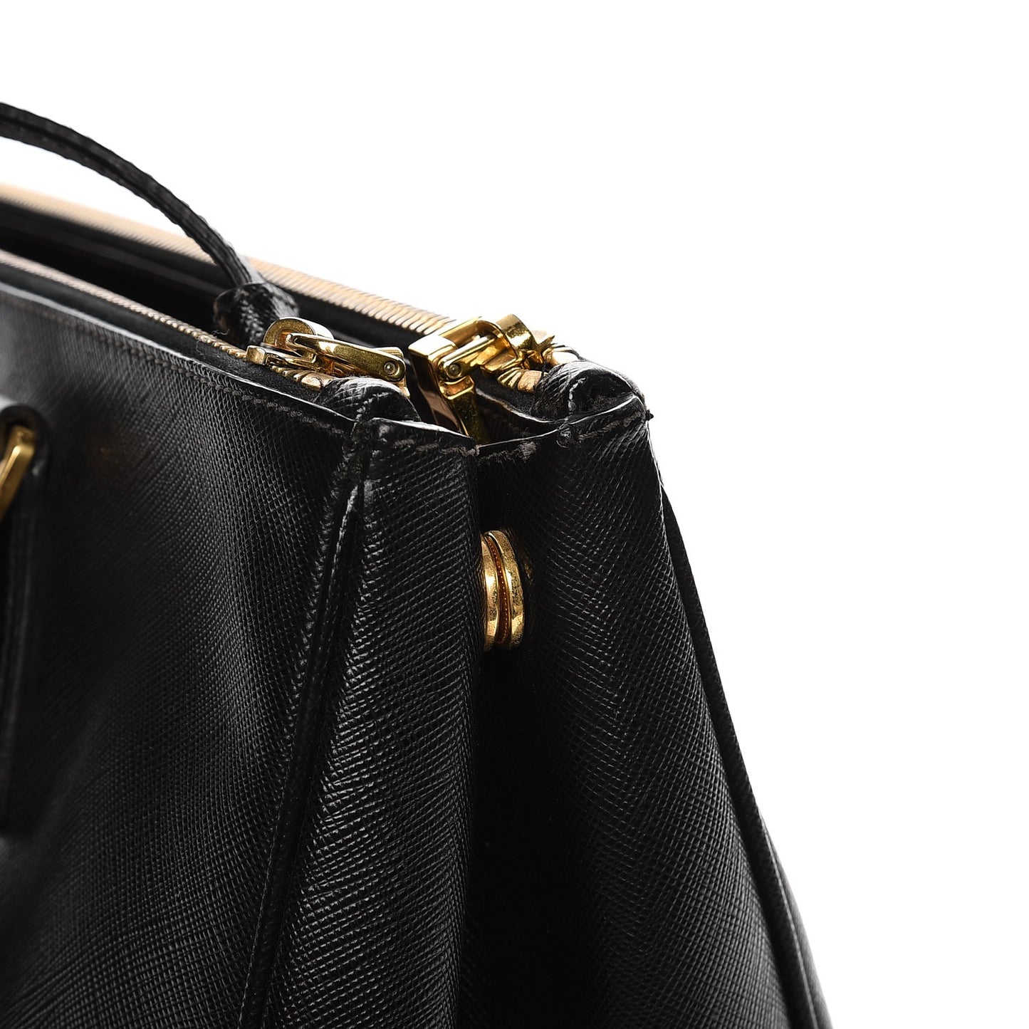 Saffiano Medium Galleria Double Zip Tote Black