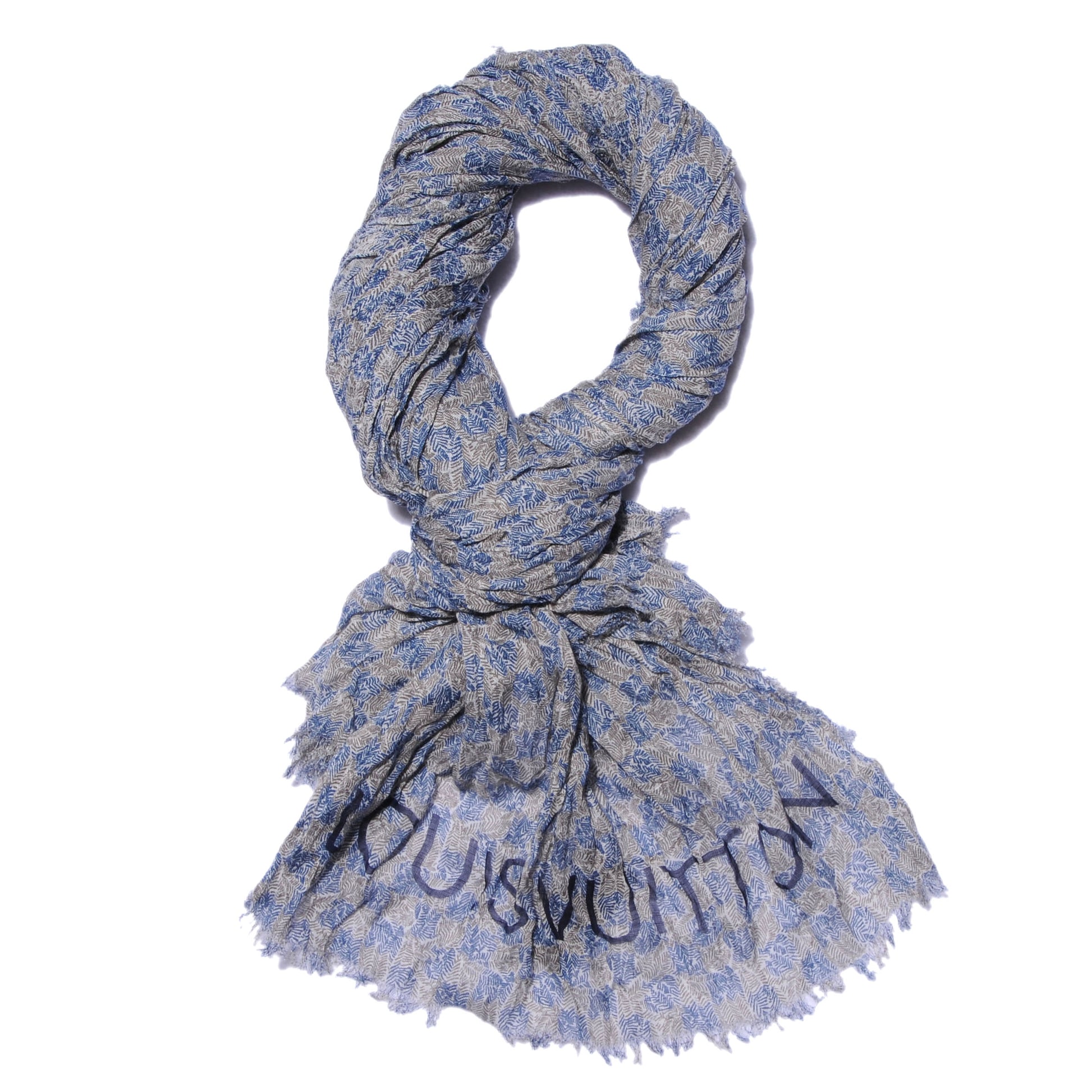 Louis Vuitton Cotton Linen Etole Damier Palm Stole Blue 1 of 7