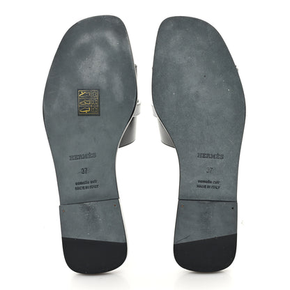 Hermes Calfskin Giulia Sandals 37 Black White 6 of 9