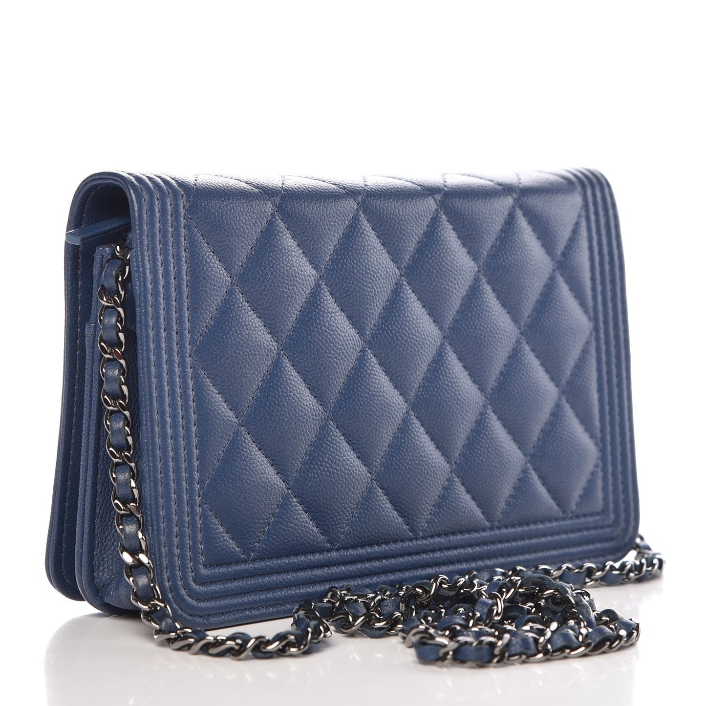 Caviar Quilted Boy Wallet On Chain WOC Blue