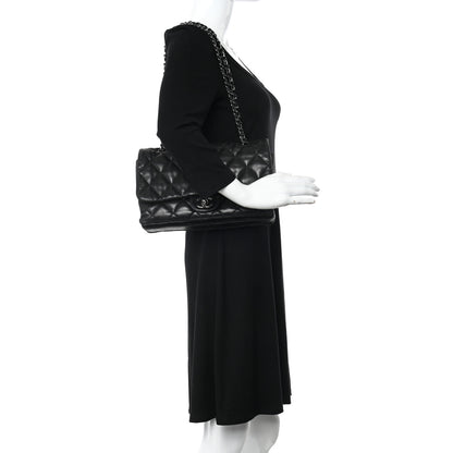 Chanel Lambskin Quilted Jumbo 3 Flap Black 2 of 10