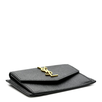 Saint Laurent Grain De Poudre Uptown Monogram Card Case Black 4 of 9