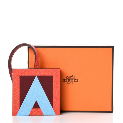 Hermes Epsom Sombrero Lettre Au Carre A Charm Capucine Rouge H Celeste 4 of 4