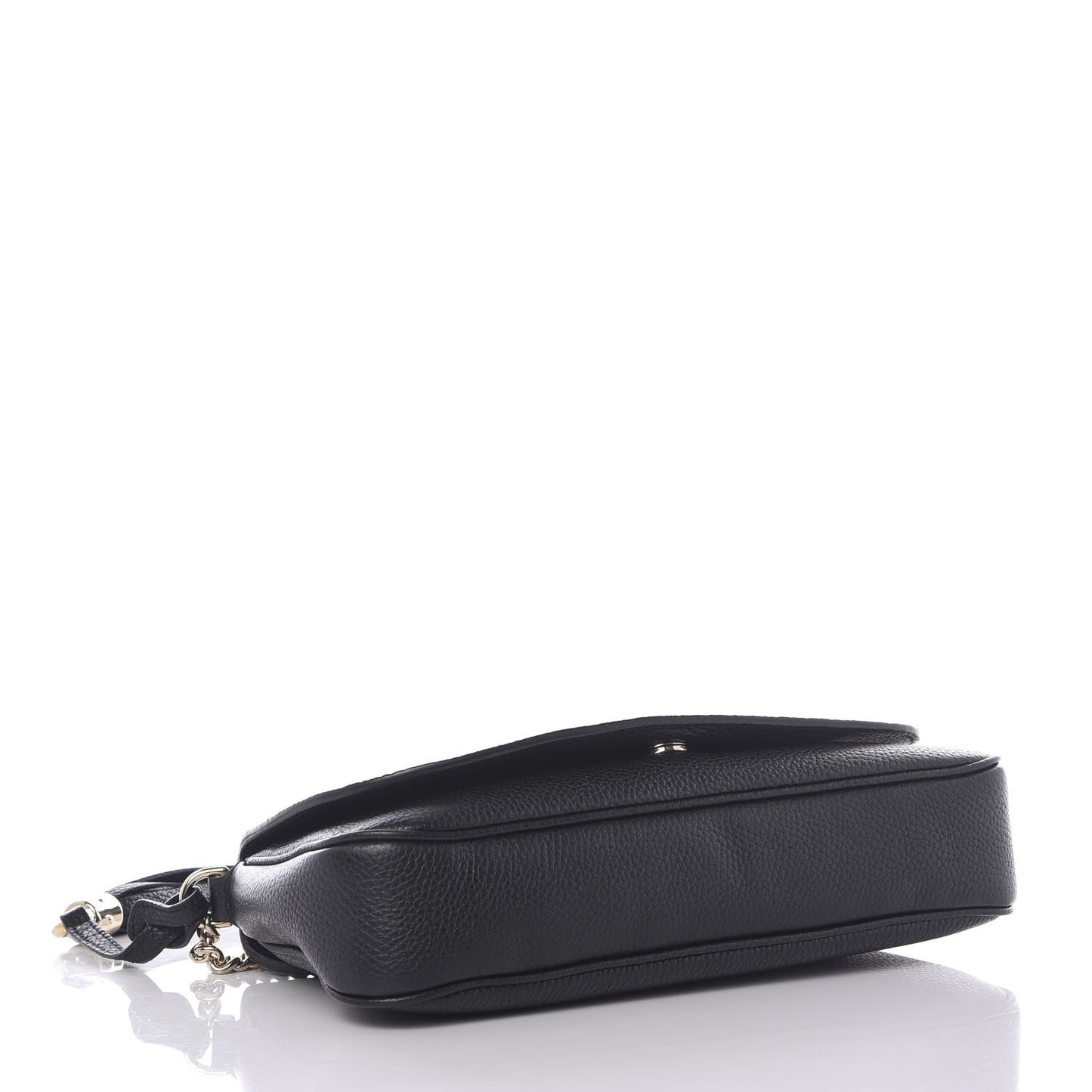 Pebbled Calfskin Medium Soho Flap Crossbody Black