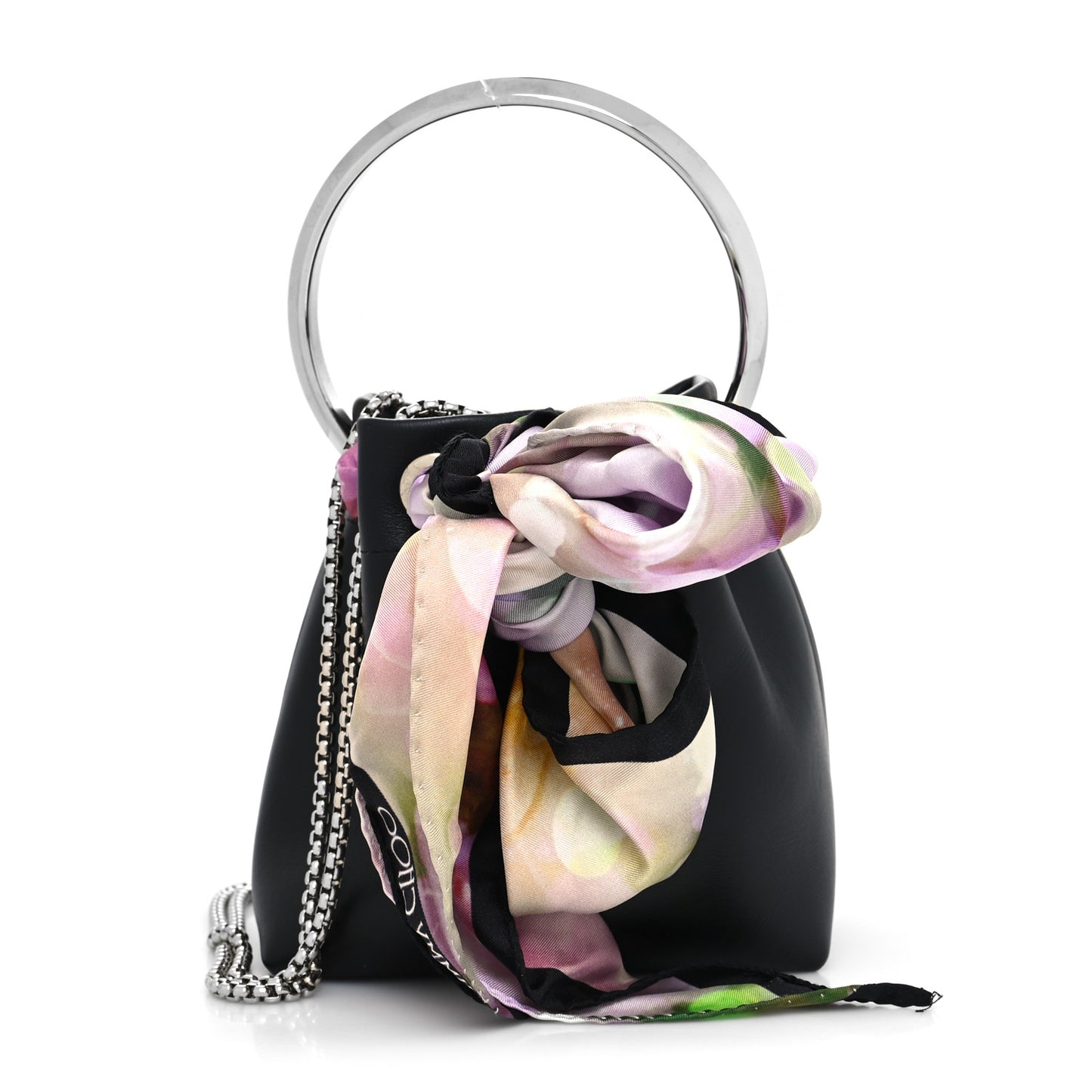 Calfskin Scarf Bon Bon Bag Bucket Bag Black