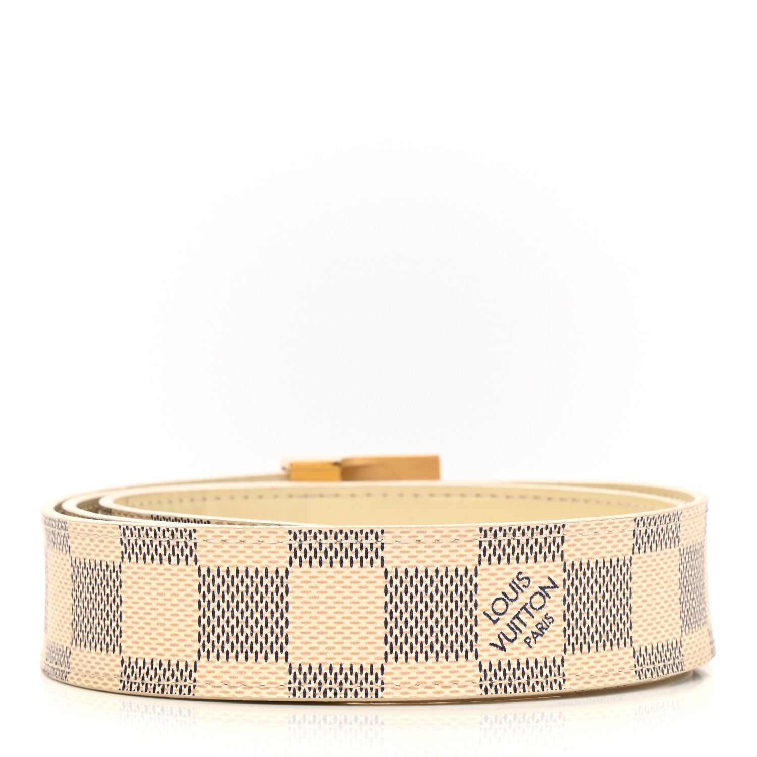 Louis Vuitton Damier Azur LV Paris Buckle Belt 80 32 Gold 2 of 7
