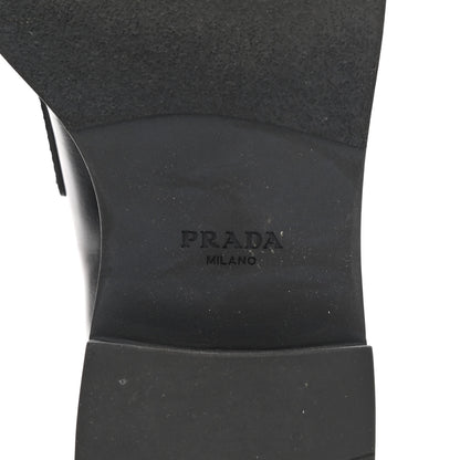Prada Spazzolato Metal Triangle Logo 50mm Loafers 37 Black 6 of 10