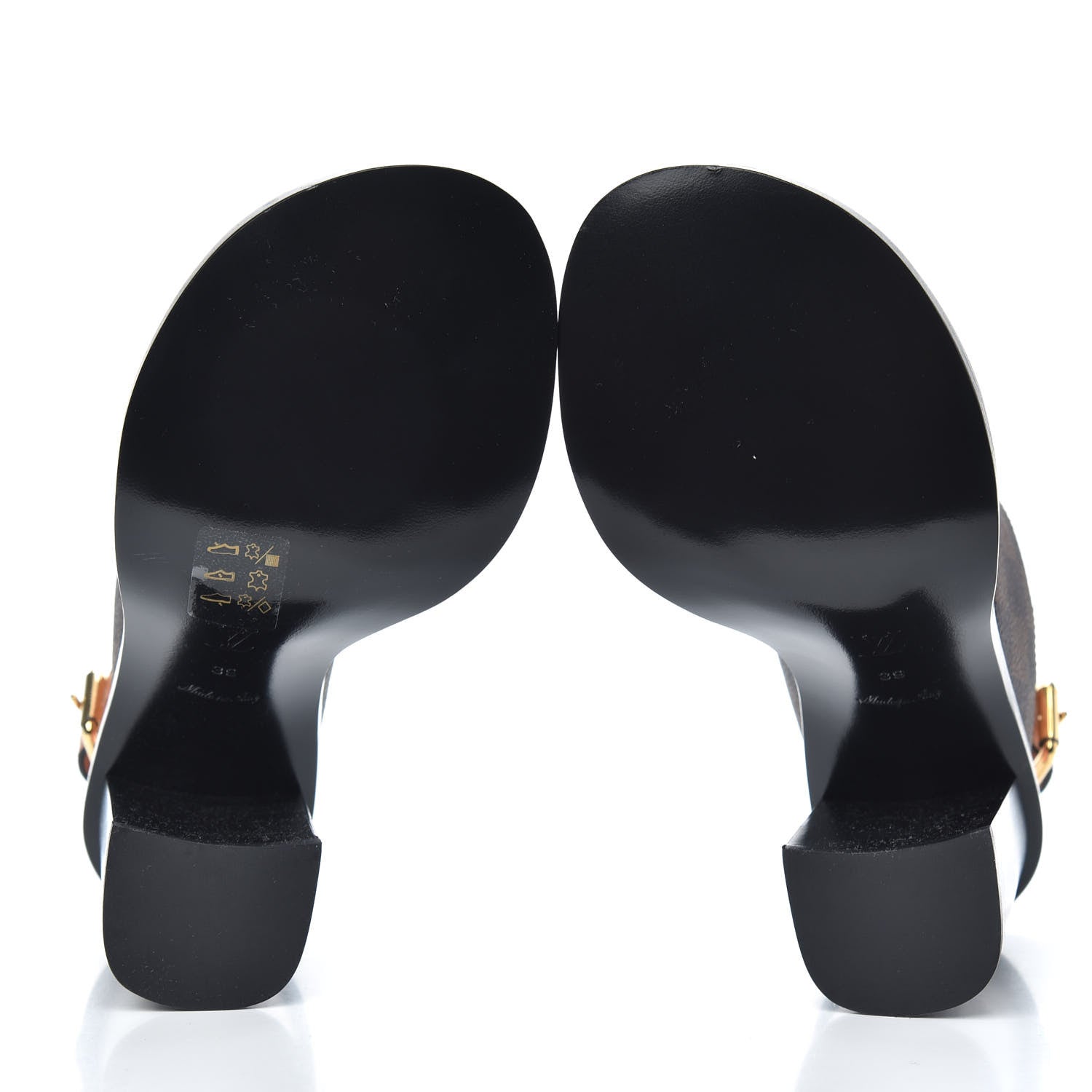 Louis Vuitton Calfskin Damier Ebene Passenger Heeled Sandals 39 5 of 9