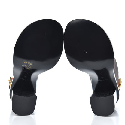Louis Vuitton Calfskin Damier Ebene Passenger Heeled Sandals 39 5 of 9
