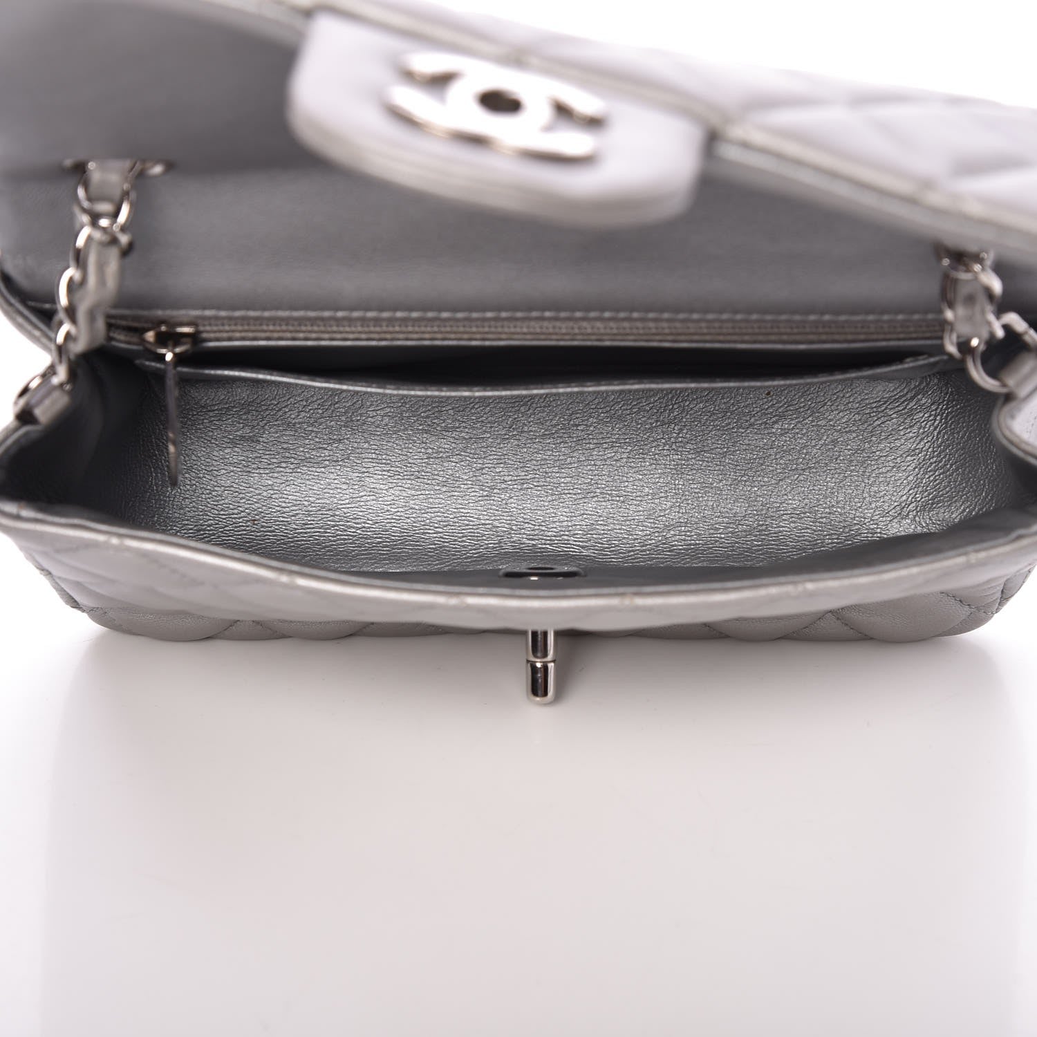 Chanel Metallic Lambskin Quilted Mini Rectangular Flap Silver 5 of 7