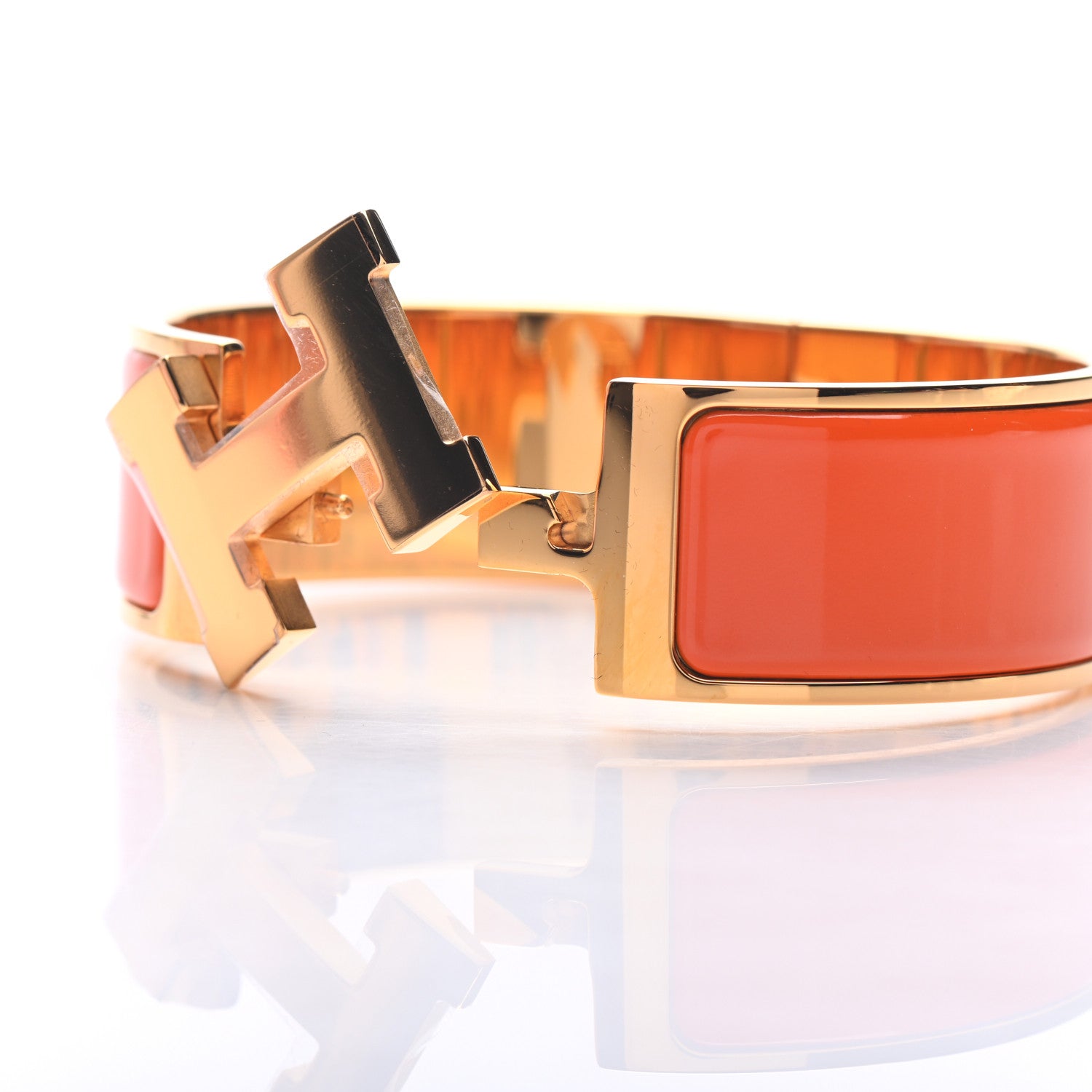 Hermes Enamel Wide Clic Clac H Bracelet GM Orange 5 of 6