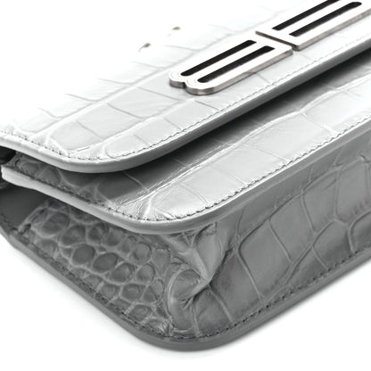 Balenciaga Extra Supple Calfskin Crocodile Embossed Gossip Wallet On Chain Balenciaga Grey 8 of 9
