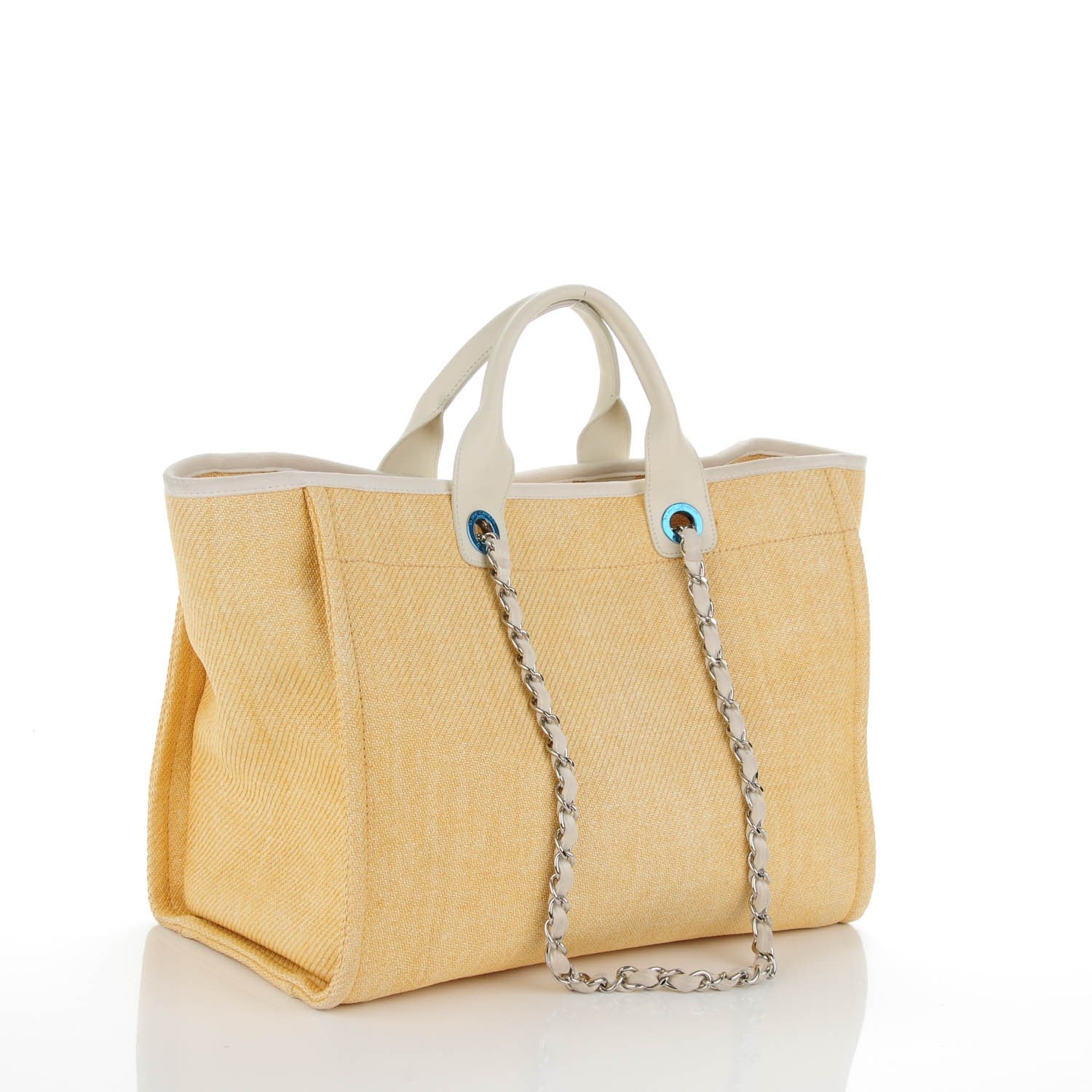 Chanel Woven Straw Raffia Large Deauville Tote Yellow 3 of 8