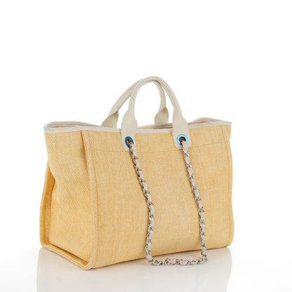 Chanel Woven Straw Raffia Large Deauville Tote Yellow 3 of 8