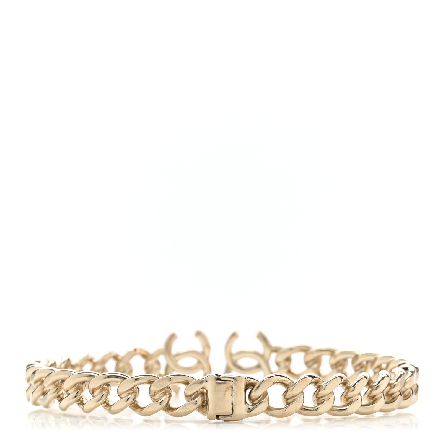 Chanel Metal CC Chain Link Choker Necklace M Gold 3 of 5