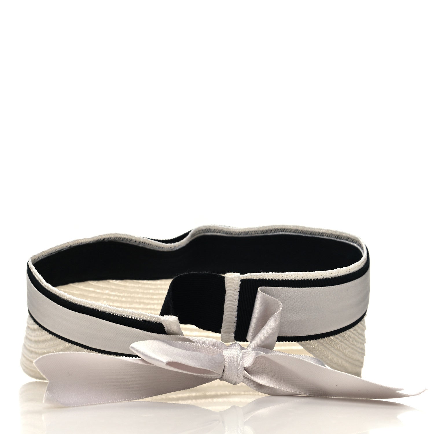 Chanel Abaca Cotton Ribbon Visor S Ecru White 5 of 8