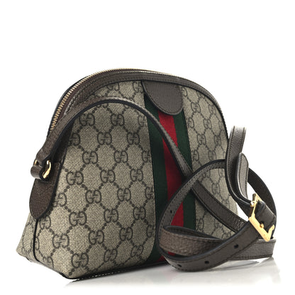 Gucci GG Supreme Monogram Textured Dollar Calfskin Web Small Ophidia Dome Shoulder Bag Beige Ebony New Acero 3 of 12