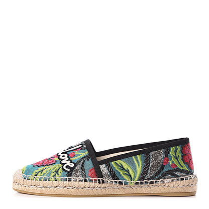 Gucci Tapestry Brocade Blind For Love Espadrilles 40.5 Acquamarine Green Black 1 of 8