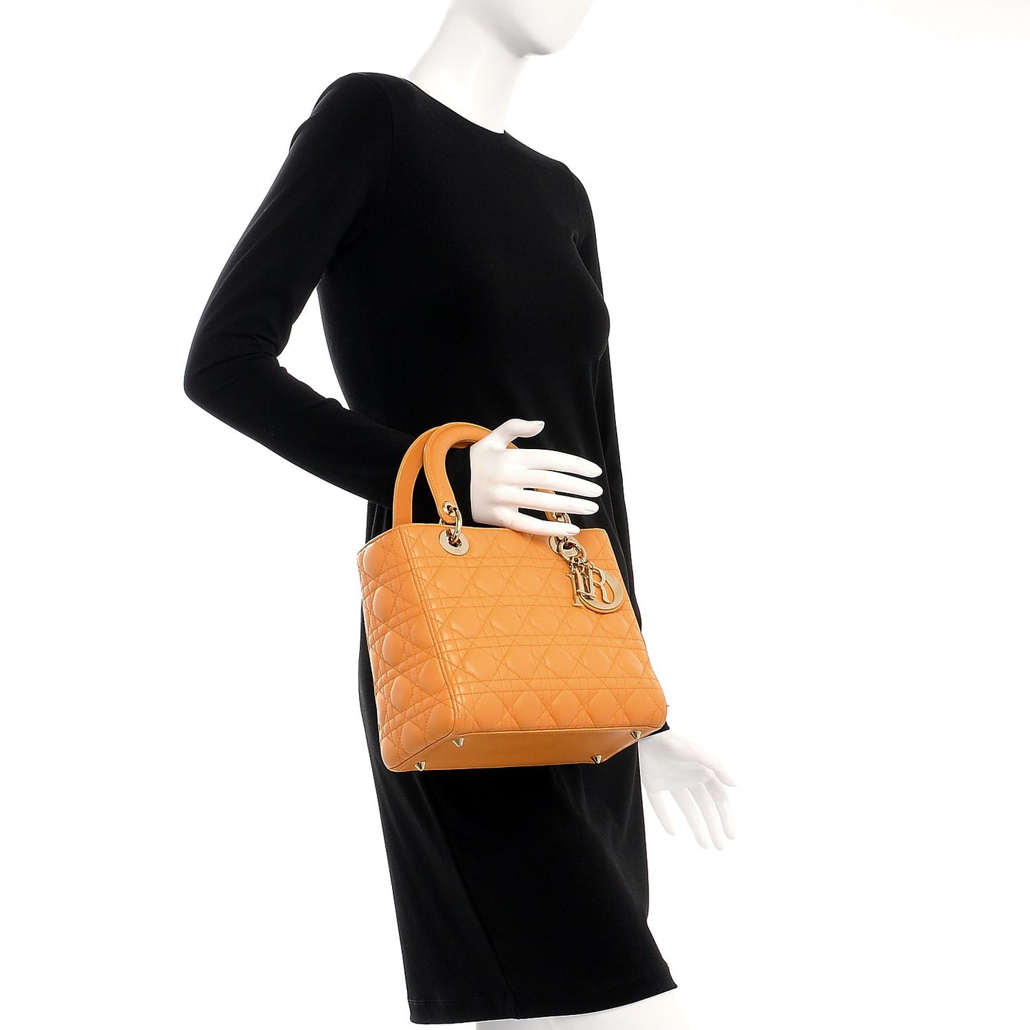 Lambskin Cannage Medium Lady Dior Orange