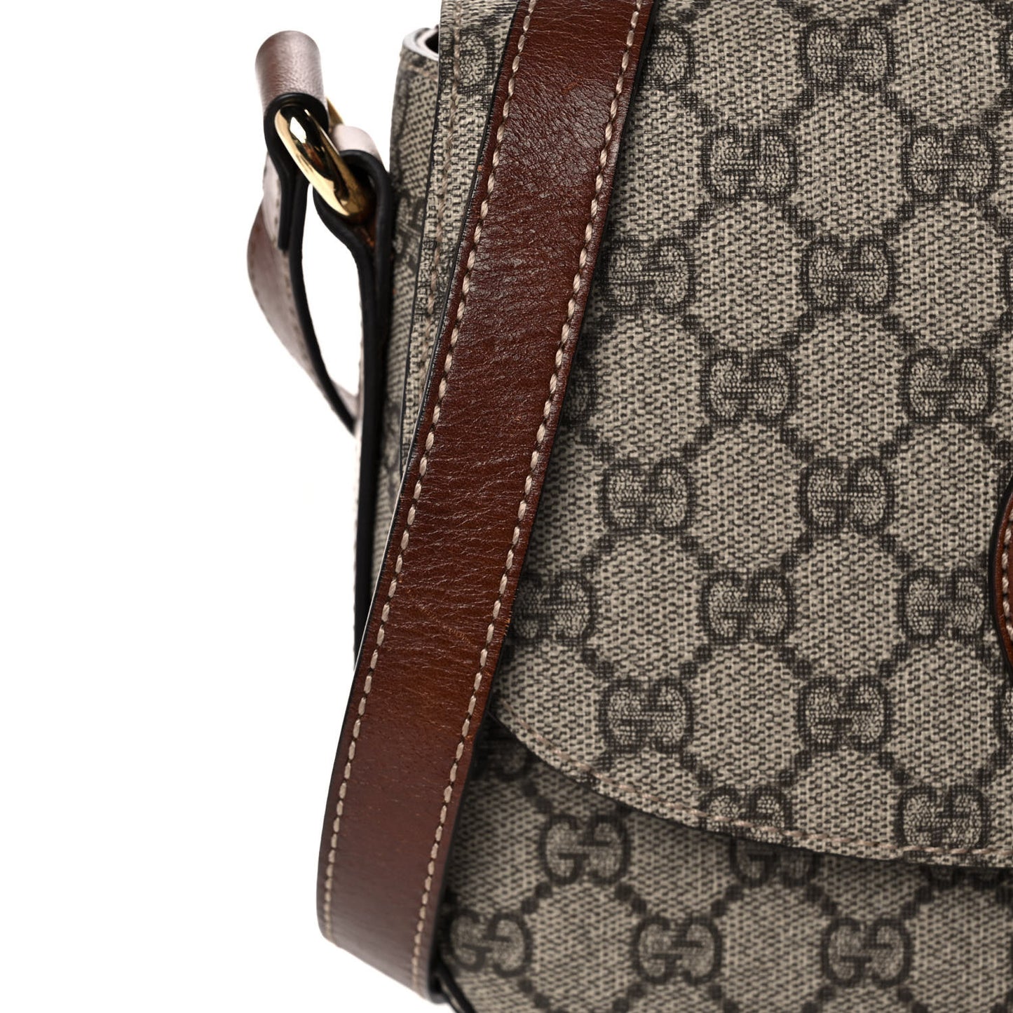 GG Supreme Monogram Small Messenger Shoulder Bag Beige Cuir