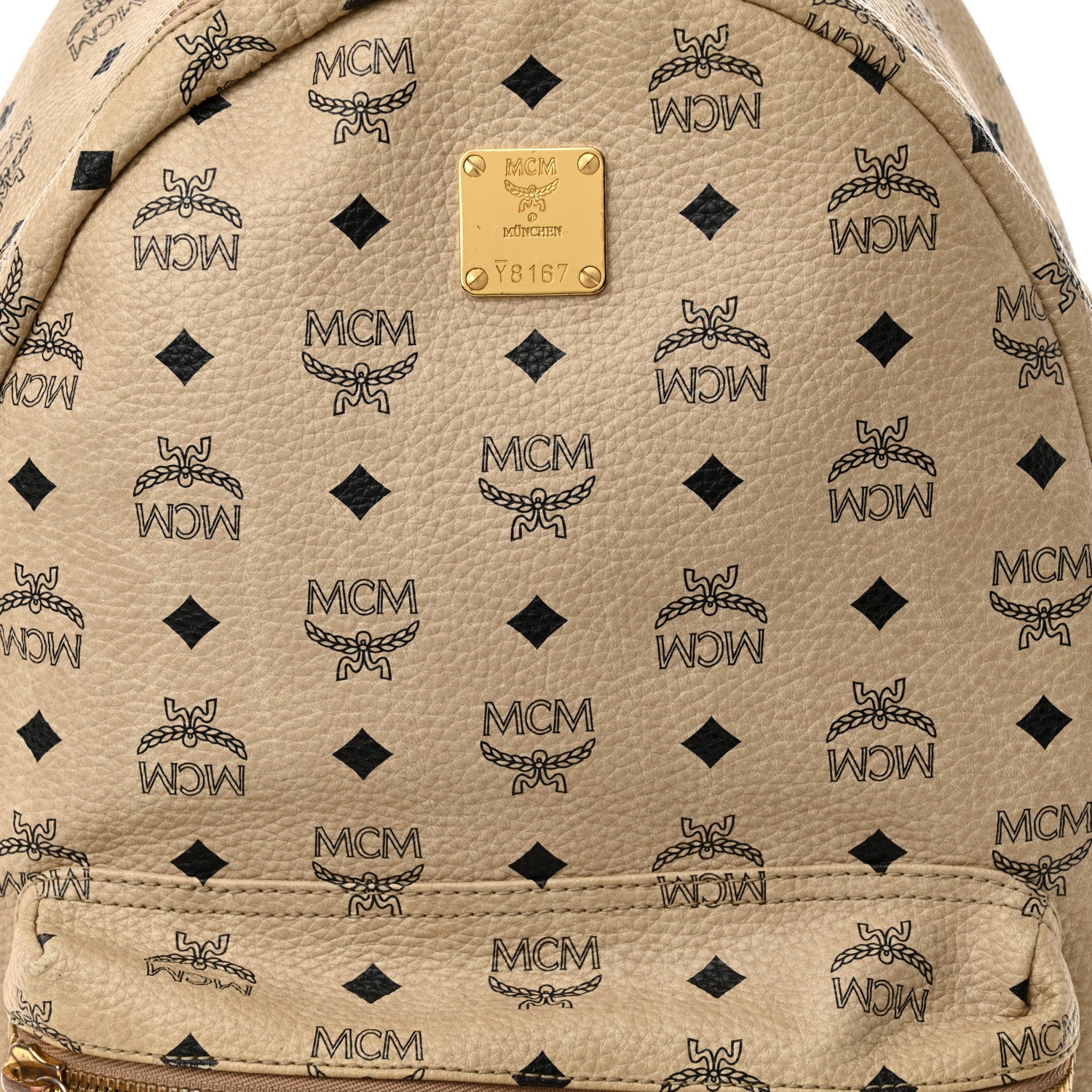 MCM Visetos Medium Side Studs Stark Backpack Beige 7 of 16