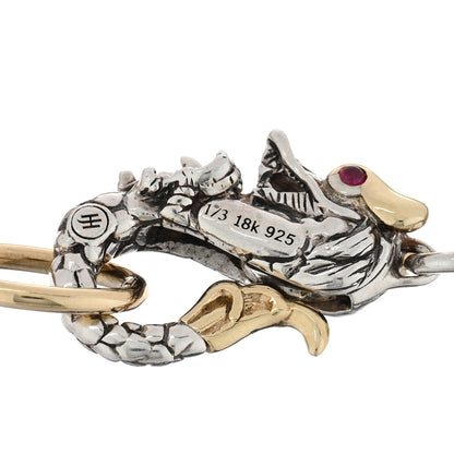 John Hardy Sterling Silver 18K Yellow Gold Cultured Pearl Ruby Moonstone Naga Dragon Three Strand Bracelet 3 of 3