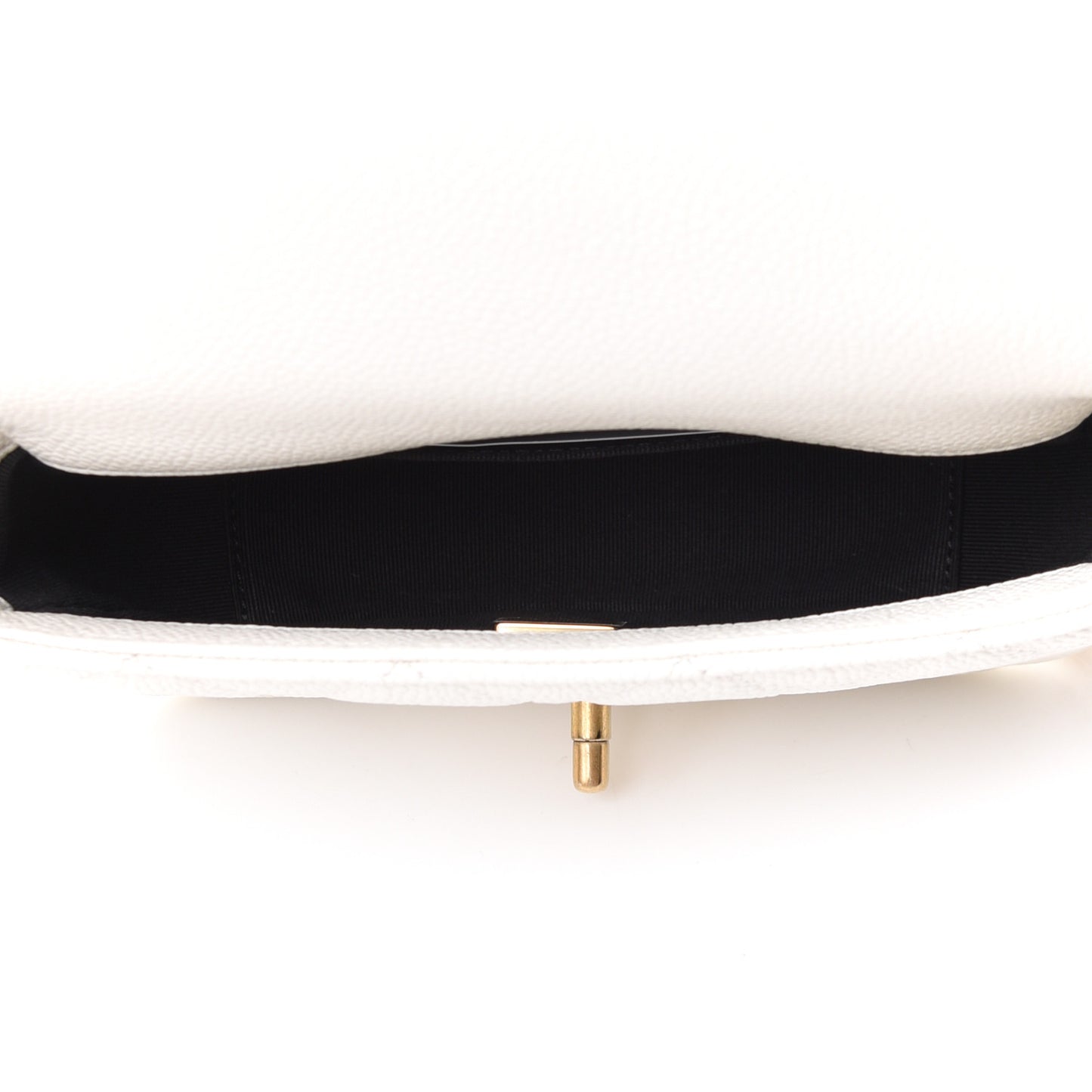 Caviar Quilted Mini Chain Soul Flap White