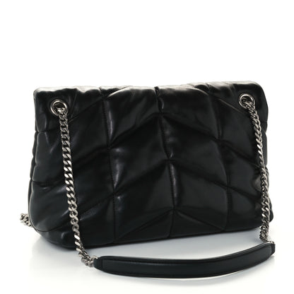 Saint Laurent Lambskin Quilted Small Loulou Puffer Monogram Chain Satchel Black 3 of 11