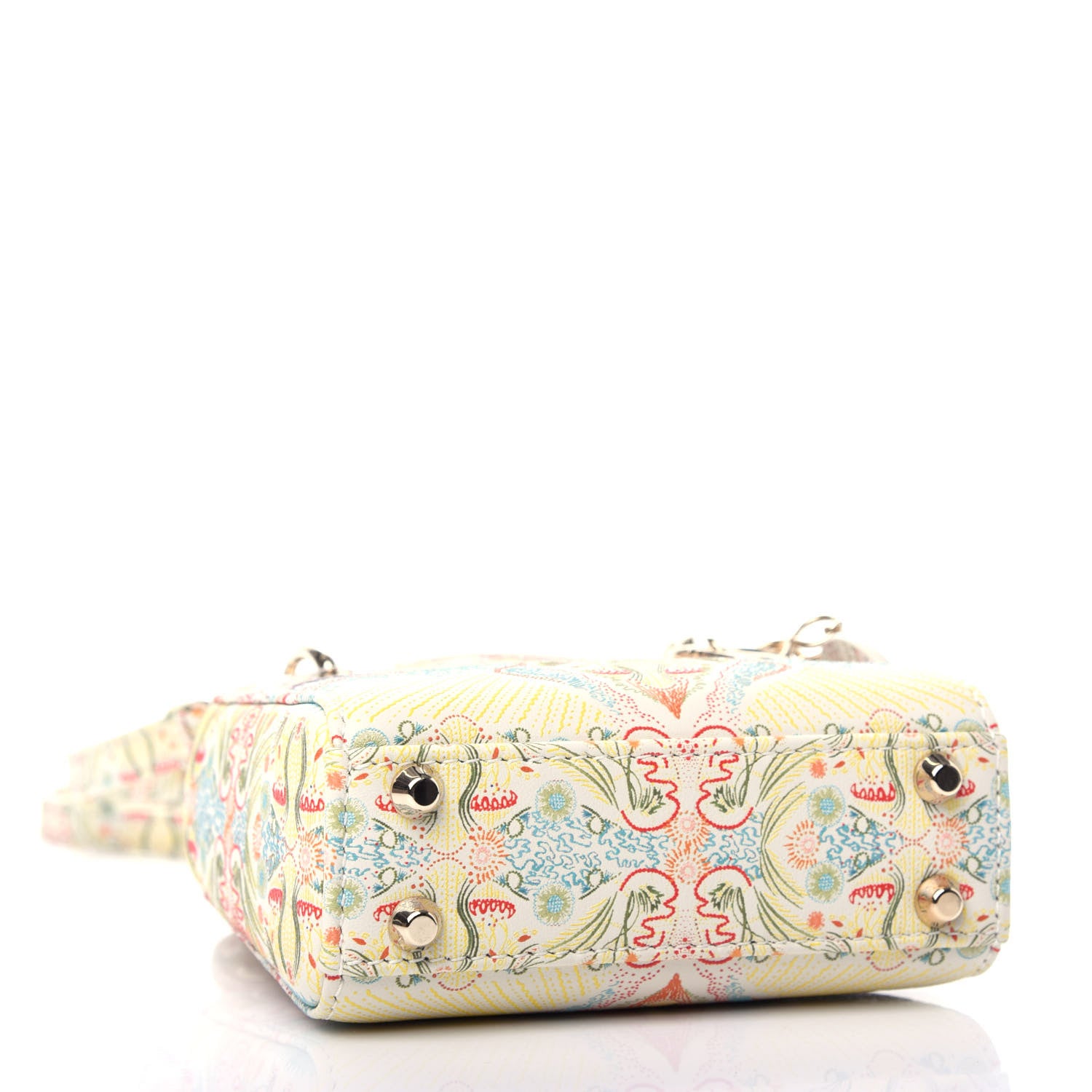 Christian Dior Calfskin Embroidered Mini Lady Dior White Multicolor 4 of 10