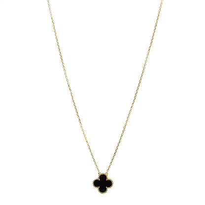 Van Cleef & Arpels 18K Yellow Gold Black Onyx Vintage Alhambra Pendant Necklace 1 of 5