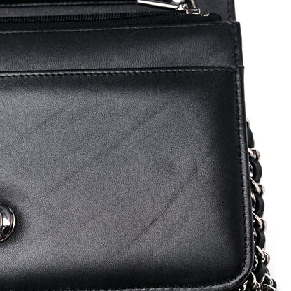 Chanel Lambskin Crystal Quilted Wallet On Chain WOC Black 12 of 15