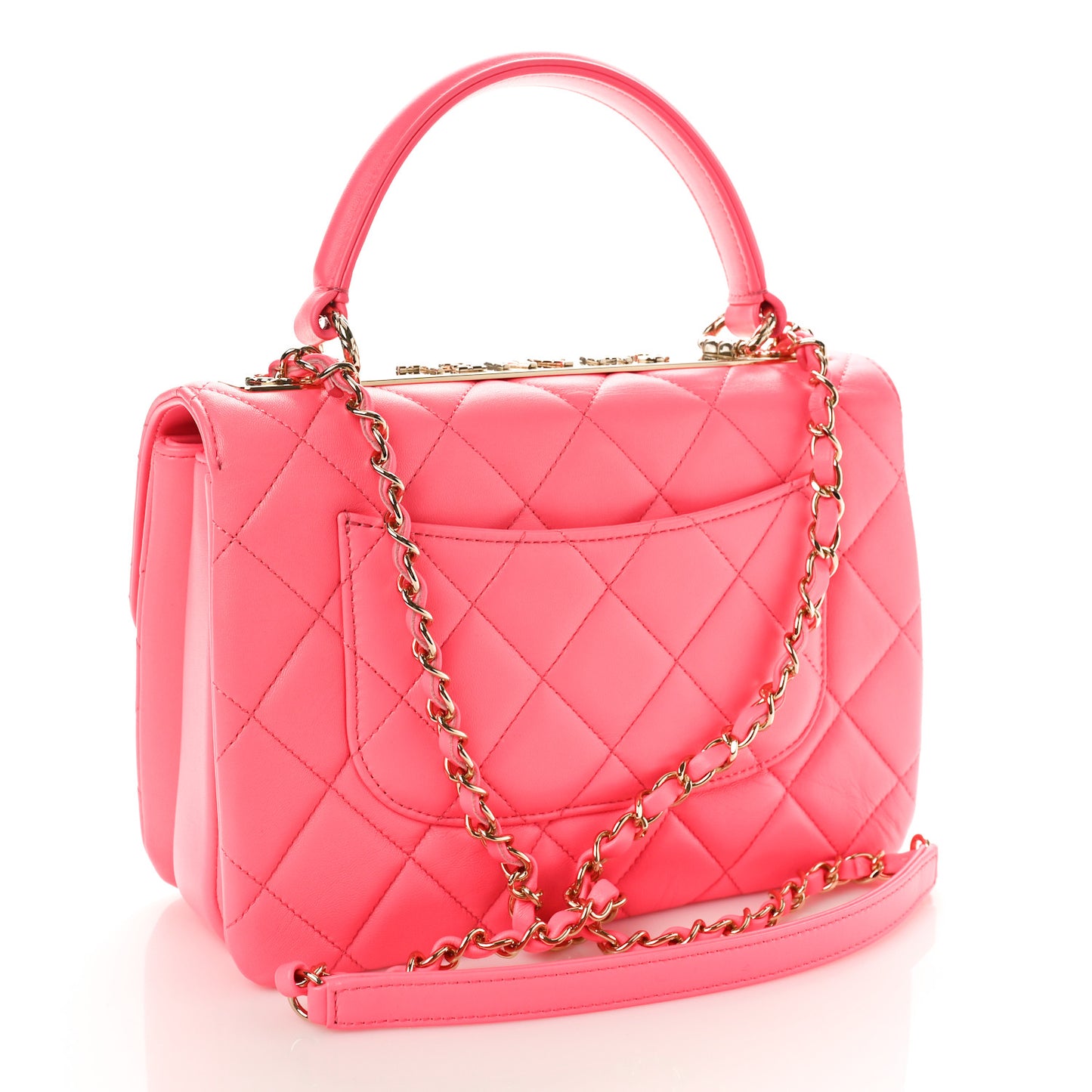 Lambskin Quilted Small Trendy CC Dual Handle Flap Bag Pink