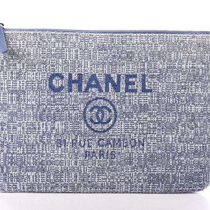 Chanel Woven Straw Raffia Medium Deauville Pouch Blue 7 of 9