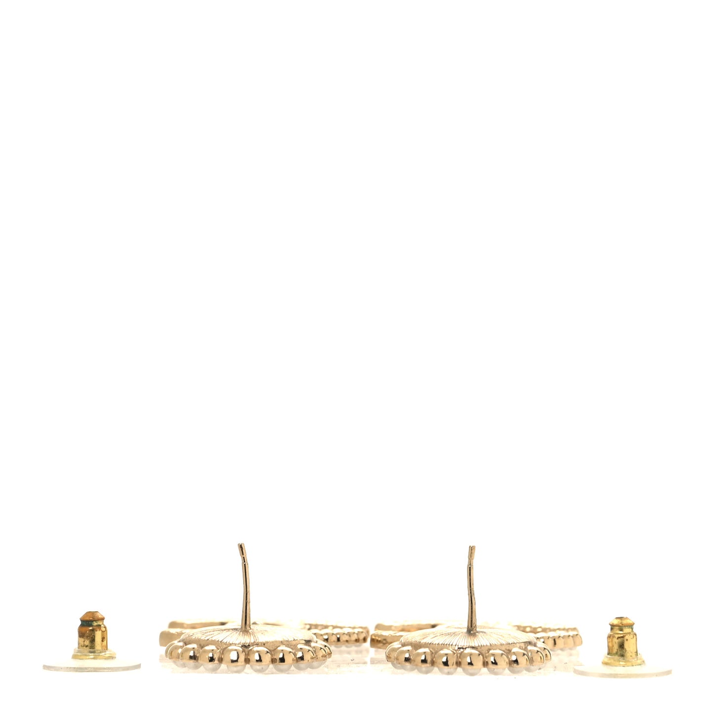 Crystal Pearl CC Drop Round Earrings Gold