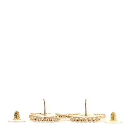 Chanel Crystal Pearl CC Drop Round Earrings Gold 3 of 6