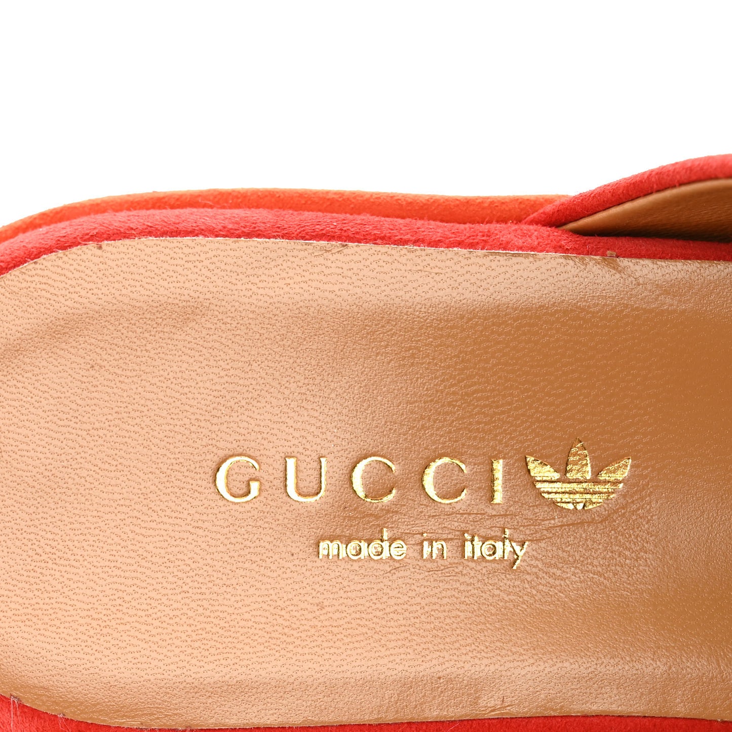 X ADIDAS Kid Scamosciato Quentin Goatskin Trefoil Embroidered Horsebit Platform Mules 36.5 Red Multicolor