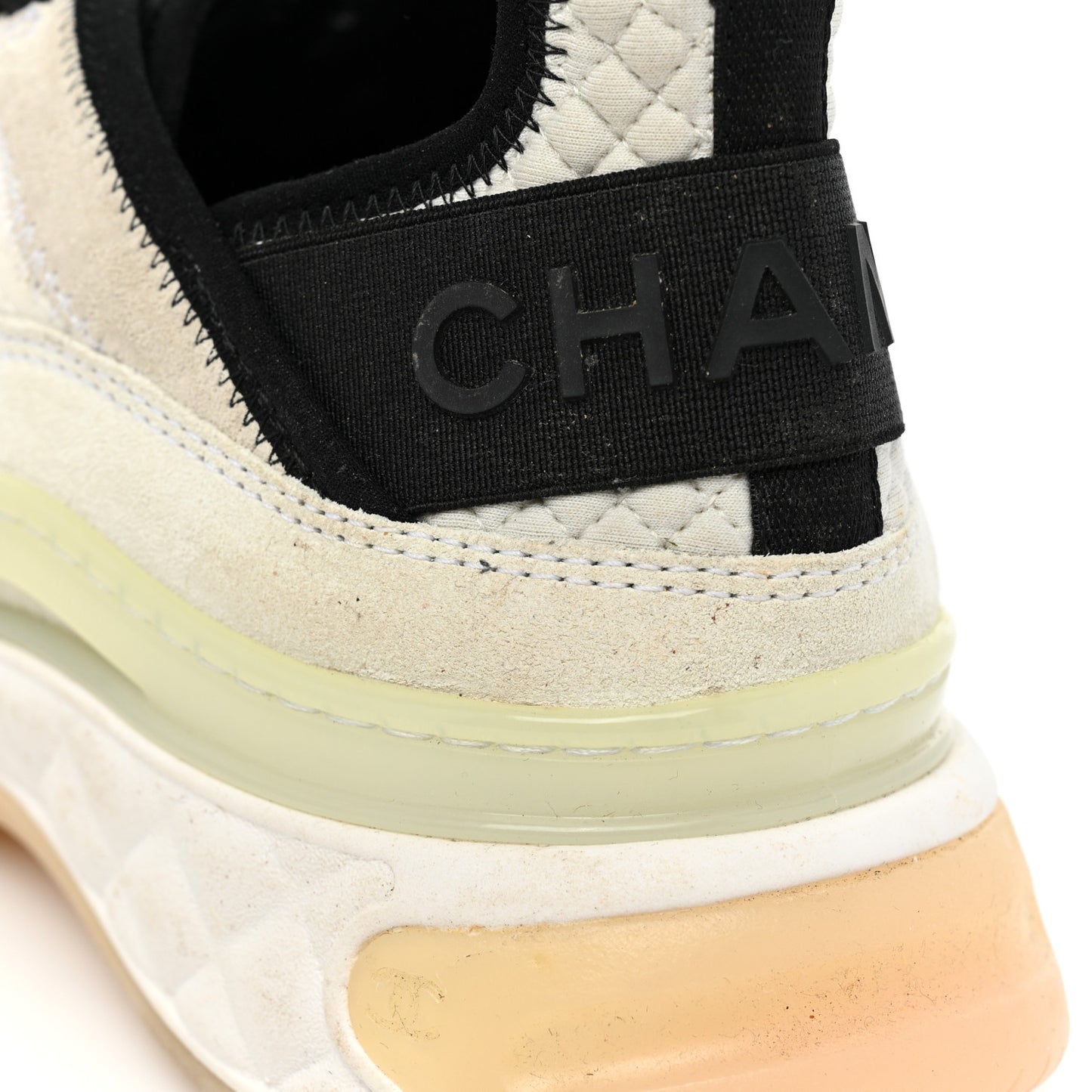 Velvet Calfskin Mixed Fibers CC Sneakers 38 Ivory Black
