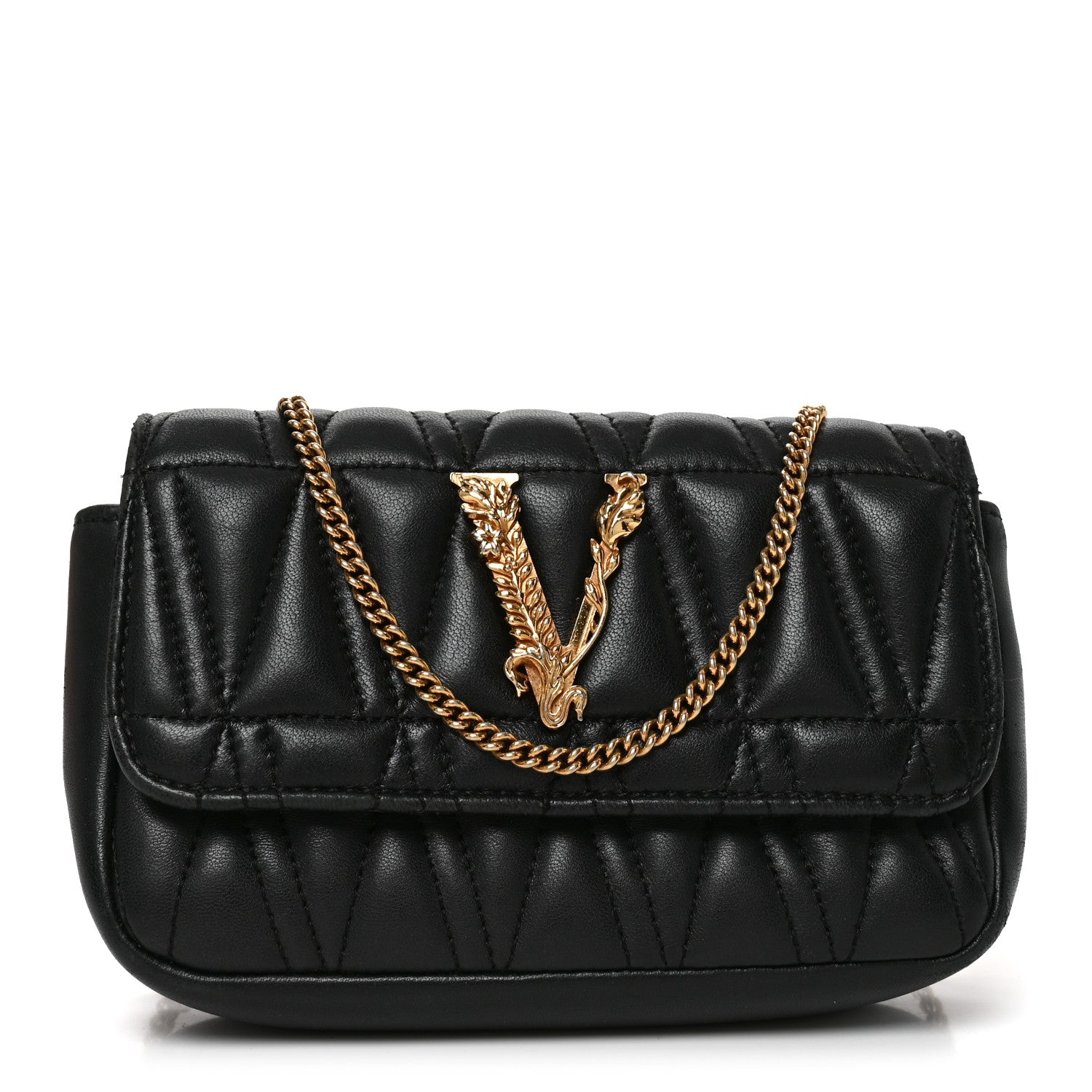 Versace Nappa Quilted Virtus Evening Bag Black 1 of 9
