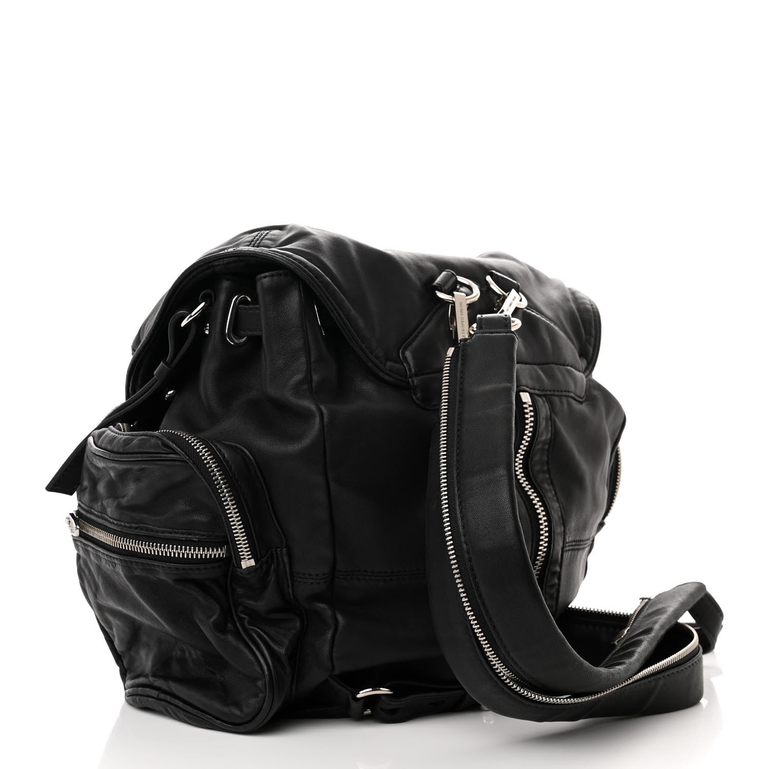 Alexander Wang Lambskin Marti Backpack Bag Washed Black Rhodium Hardware 3 of 9