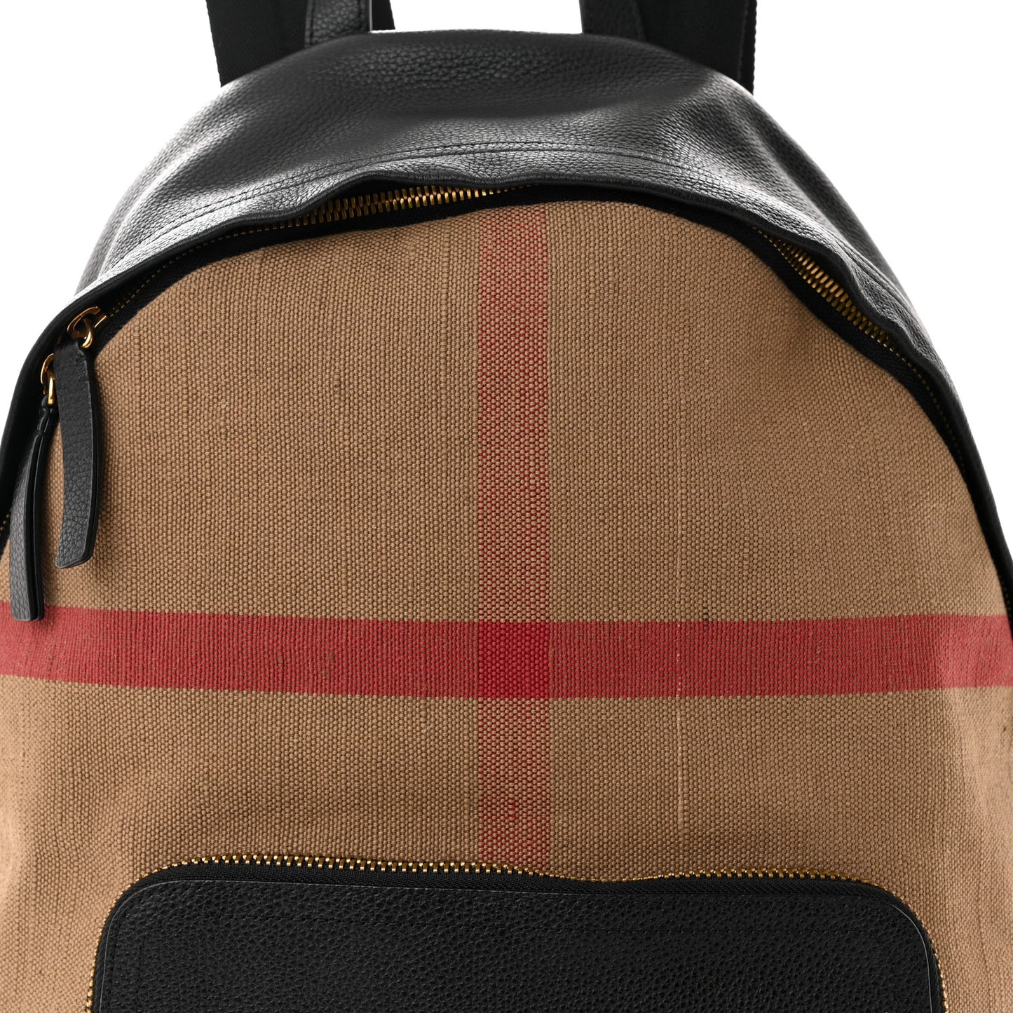 Mega Check Calfskin Abbeydale Simple Backpack Black Camel