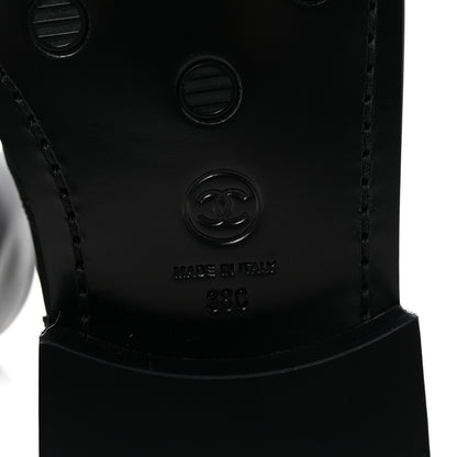 Chanel Shiny Calfskin Lace Up Combat Boots 38 Black 7 of 9