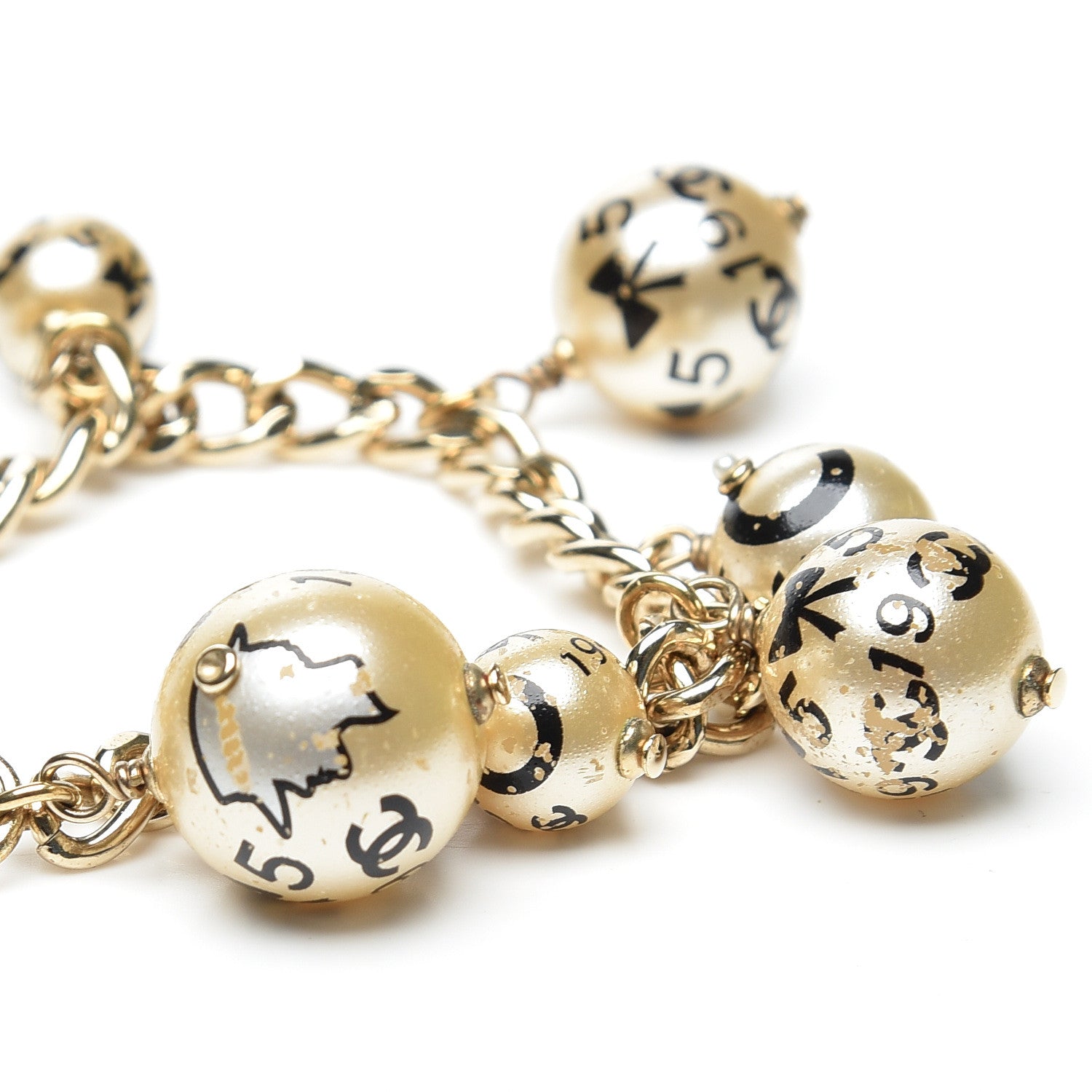 Chanel Painted Pearl CC Coco Bracelet Black Gold 7 of 10