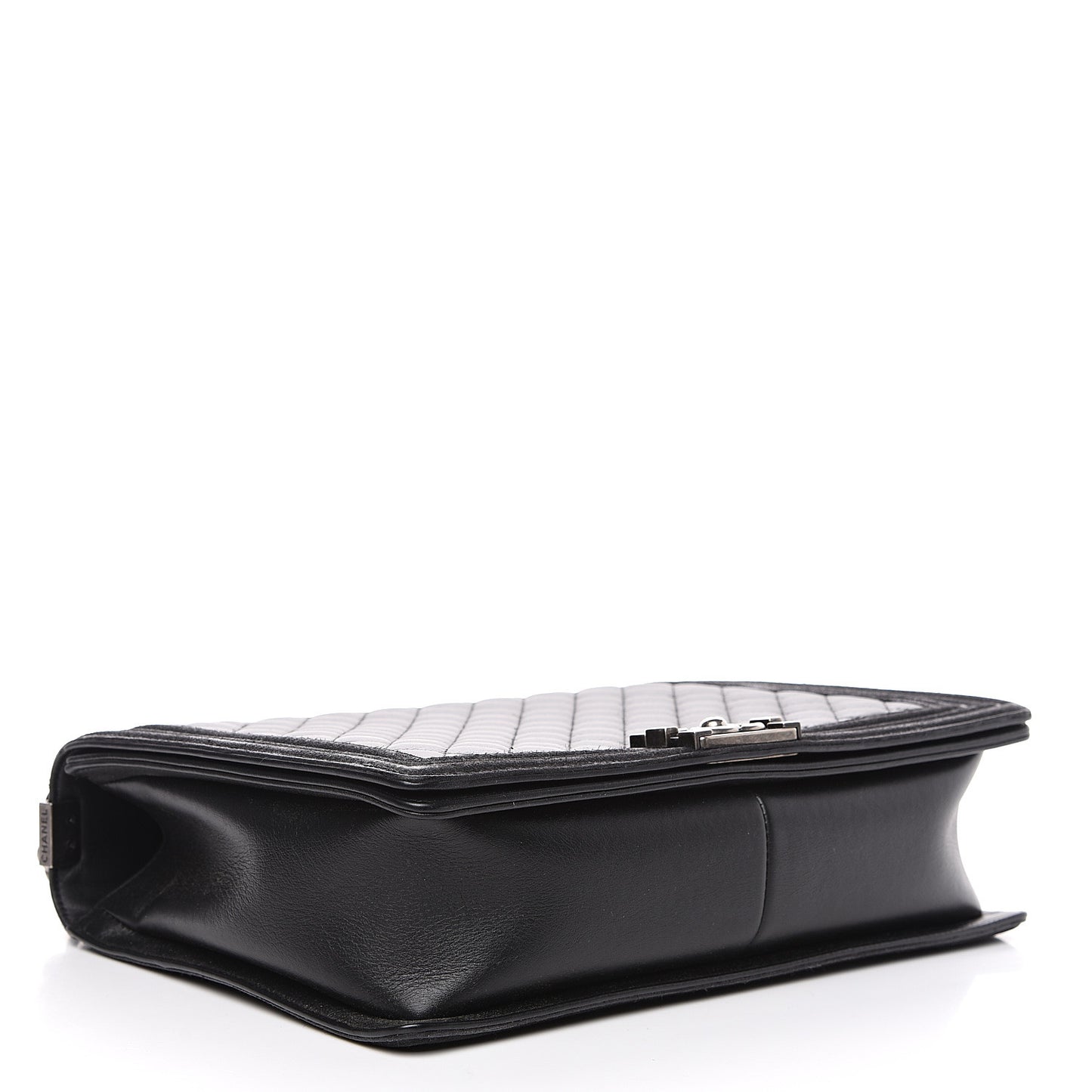 Calfskin Quilted Large Boy Flap Black