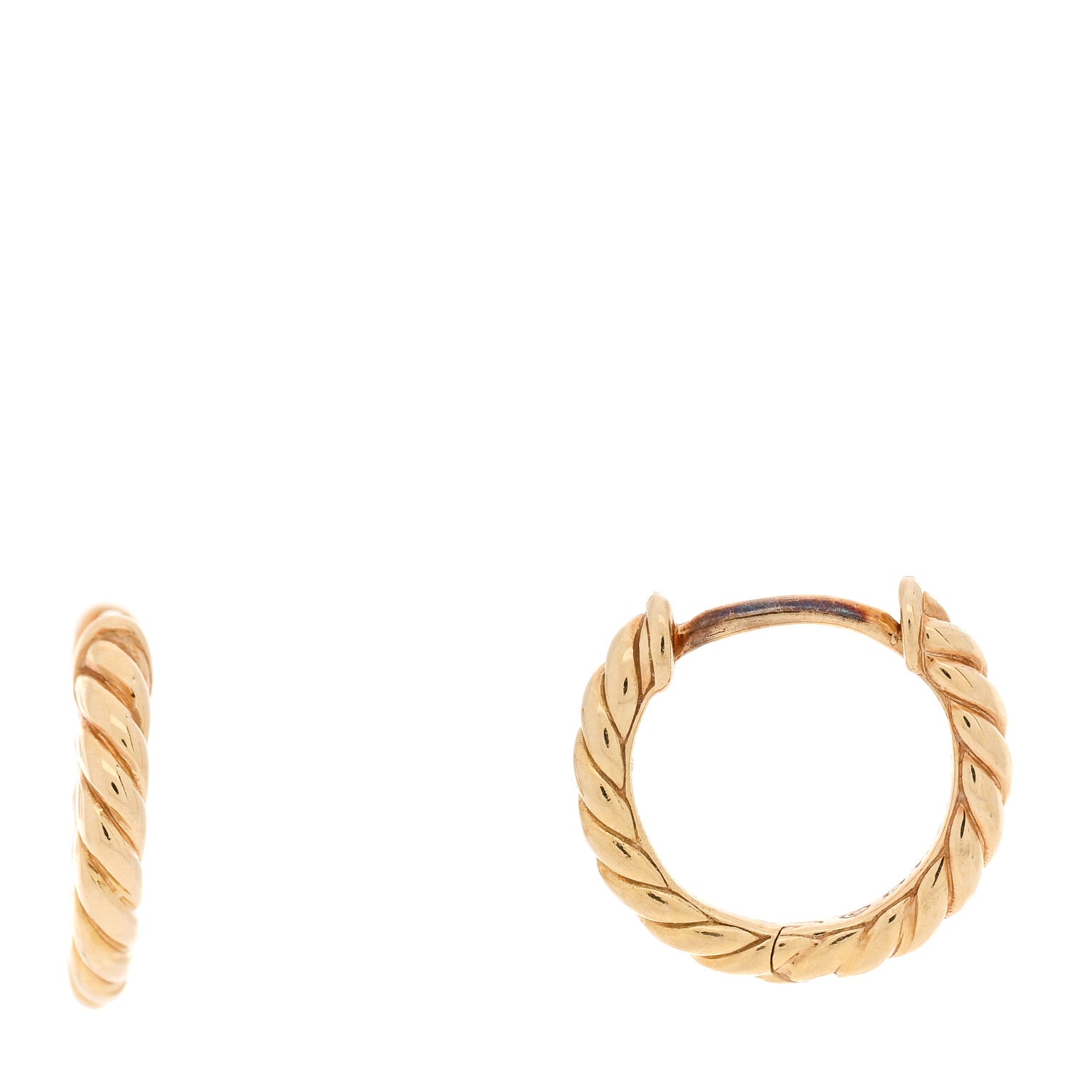 David Yurman 18K Yellow Gold Sculpted Cable Huggie Hoop Earrings 1 of 5
