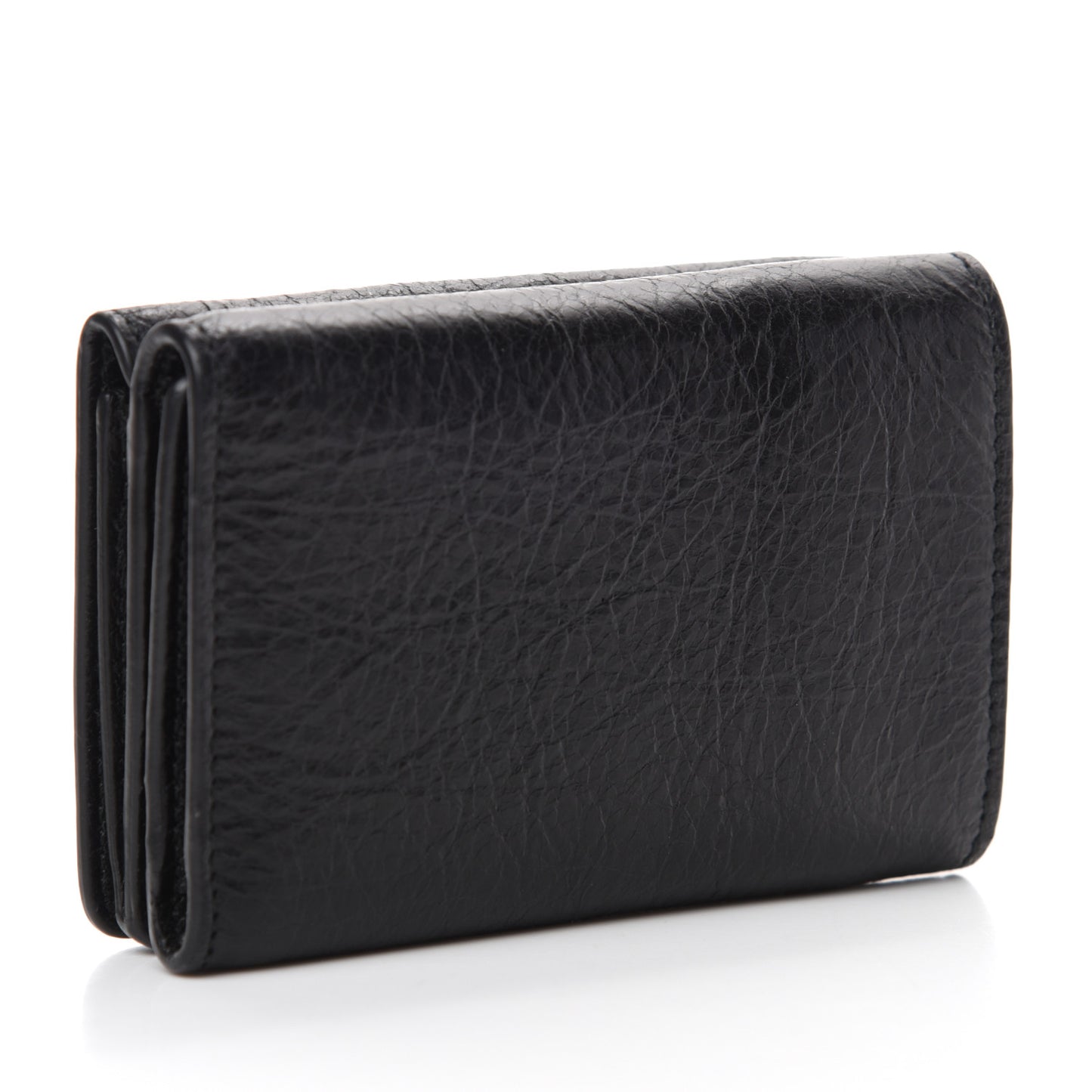 Agneau Classic Silver Hardware Mini Wallet Black