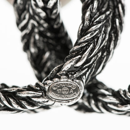 Chanel Crystal Ruthenium Braided CC Brooch 4 of 4