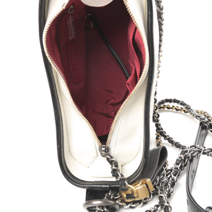 Chanel Aged Calfskin Quilted Small Gabrielle Hobo Black White 5 of 11