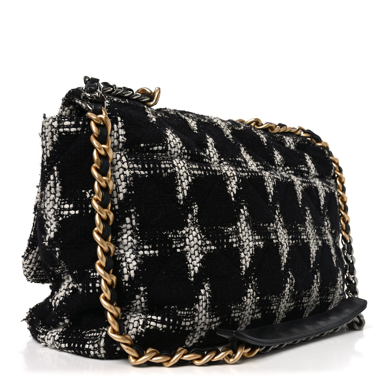 Chanel Tweed Quilted Maxi Chanel 19 Flap Black White 2 of 10