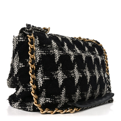 Chanel Tweed Quilted Maxi Chanel 19 Flap Black White 2 of 10