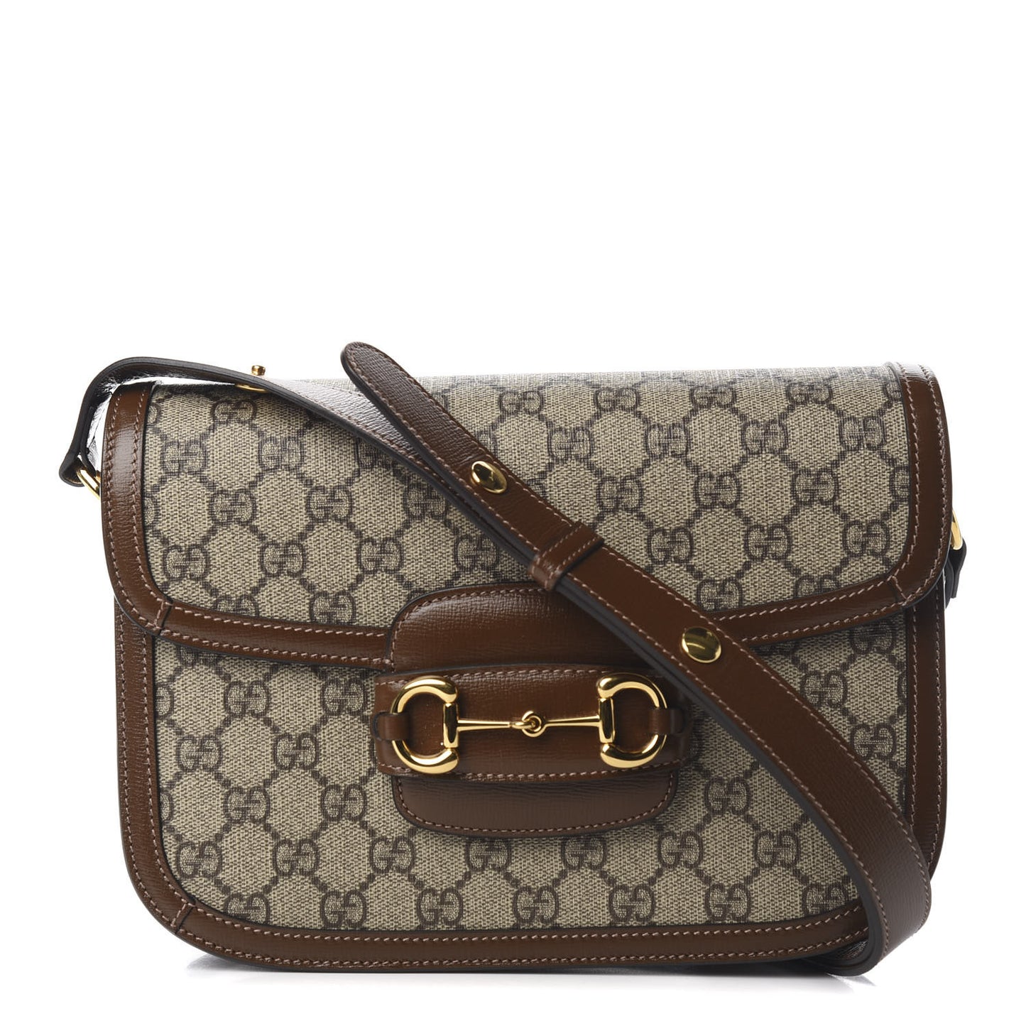 GG Supreme Monogram Horsebit 1955 Shoulder Bag Beige Brown Sugar